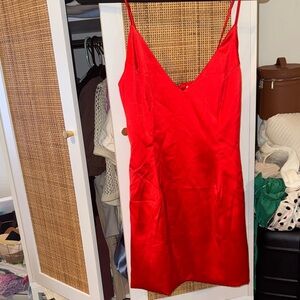 Better Be Vibrant Red Satin Dress